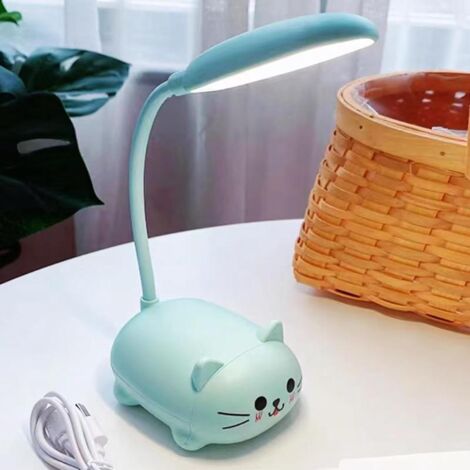 Mini Lampe LED Chat Bleu Pliable USB Rechargeable Veilleuse Lecture Chambre