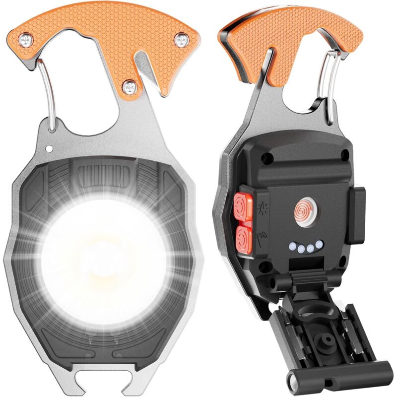 Mini lampe porteclés COB 7 modes, rechargeable, base magnétique, idéale pêche, vélo, randonnée, ultra pratique