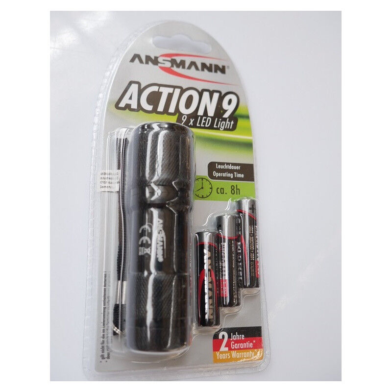 Mini lampe torche led cob 175lm noir à piles 3xAAA (incluses) portée 30m autonomie 8h 9leds IP54 ACTION9 Mini lampe torche led cob 175lm noir à piles 3xAAA (incluses) portée 30m autonomie 8h 9leds IP54 ACTION9