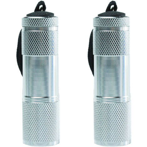 Mini lampe torche à revêtement en caoutchouc avec bandoulière, portable, idéale pour le camping et la randonnée, couleur argent.2Article