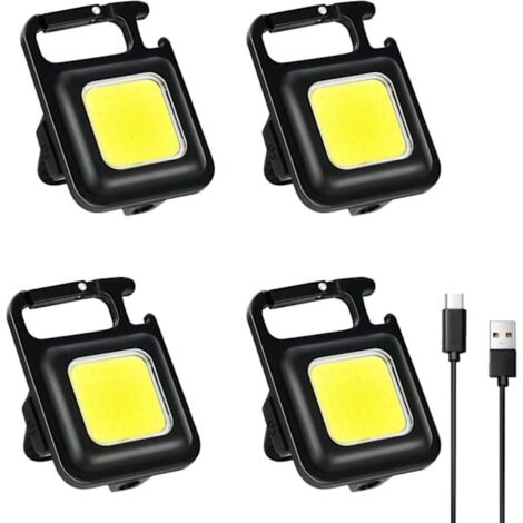 Mini lampe torche de travail LED, lot de 4 unités de 800 lumens, rechargeable, pour inspection, avec porte-clés et crochet magnétique, COB m-AquaForge