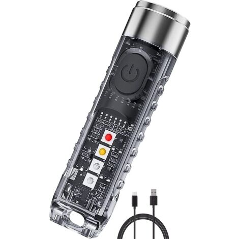 Mini Lampe Torche de UV,Lampe de Poche de 400 Lumens LED Rechargeable Lampe Torche de Multifonctions USB Magnétique étanche IP65 Avec lumière latérale de Ultra Violet/Blanc/Rouge Bleu EDC