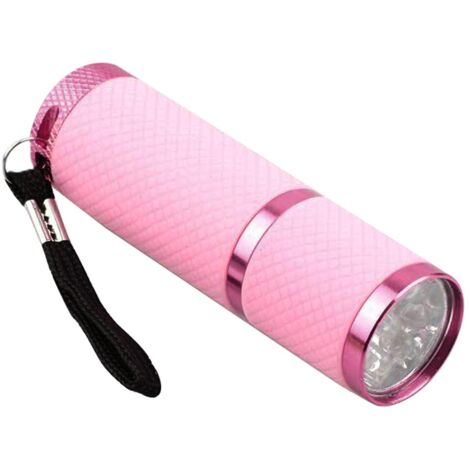 Mini lampe torche d'extérieur avec revêtement en caoutchouc rose et 9 LED - AquaForge