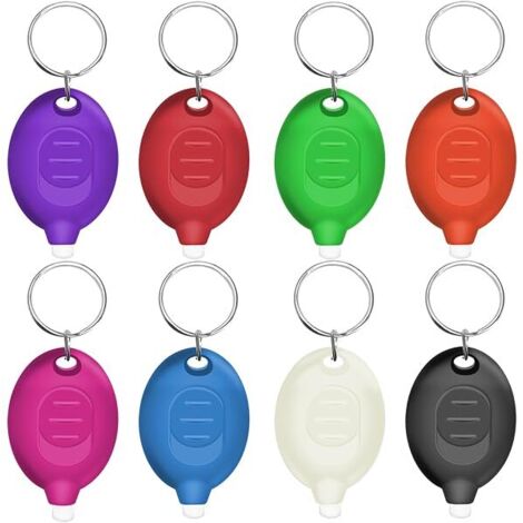 Mini Lampe Torche LED - 12 Lumen - 70 x 25 x 9,5 mm - Pile CR1220 x 2 - Pour Clés, Sac à Dos, Collier Chien, Urgence - Lot de 8 Pièces