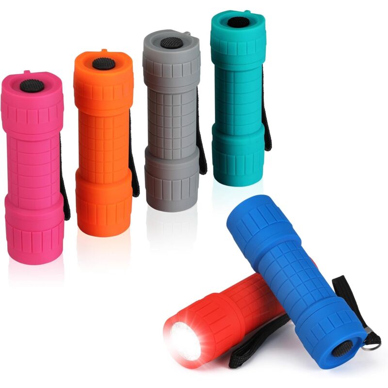 Mini lampe torche led 6 pièces pour enfants avec 18 piles aaa pré-assemblées, sac de fête, cadeaux pour enfants, lampe à main pour urgence,