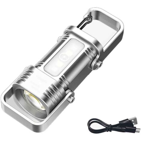 Mini lampe torche LED COB rechargeable USB, porte-clés, lampe de poche portable