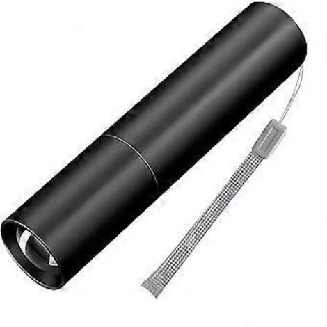 Mini lampe torche LED rechargeable, haute luminosité, portable, 1200 lumens, étanche, zoomable, avec câble USB, idéale pour le camping, la randonnée et le vélo.