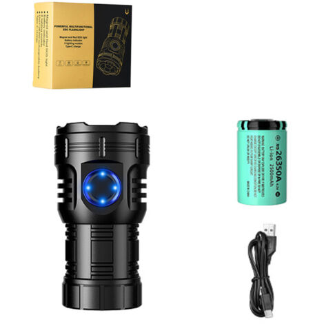 Mini lampe torche LED rechargeable USB, 8 LED XPG, clip magnétique arrière, étanche, batterie et étui inclus