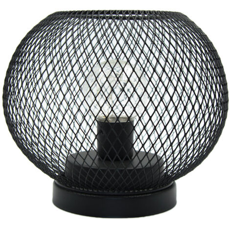 Mini lampes de table rétro en forme de cage métal lampe a poser salon avec base en bois 14cm de haut Éclairage géométrique sans fil à piles Décoration intérieur extérieur