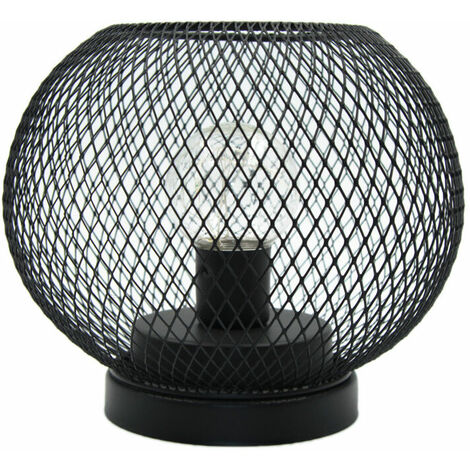 Mini lampes de table rétro en forme de cage métal lampe a poser salon avec base en bois 14cm de haut Éclairage géométrique sans fil à piles Décoration intérieur extérieur