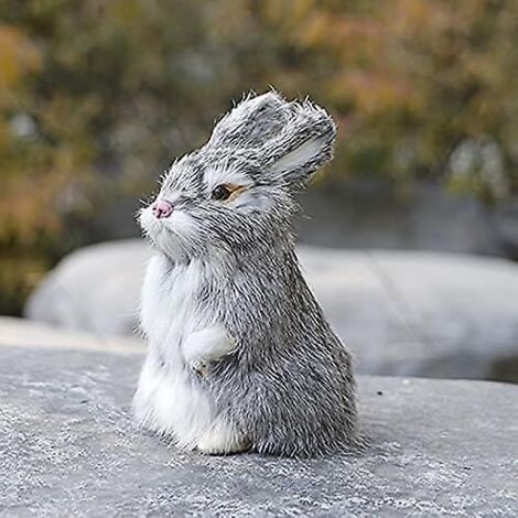 Mini lapin en peluche - Décoration de jardin - Ornement animal - Imitation d'animal