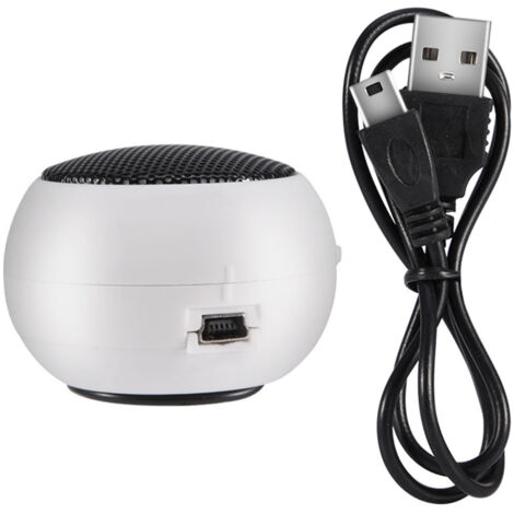 Mini-Lautsprecher (3,5 mm) mit integriertem Akku für Handy, MP3-Player, PC, weiß