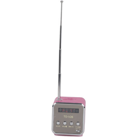 Mini-Lautsprecher mit UKW-Radio, Musikplayer, PC-kompatibel, kompatibel mit TF-Karte und USB-Stick, elegantes rosa Design