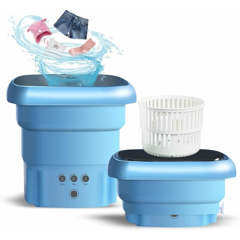 Image of Mini lavatrice da campeggio con centrifuga, mini lavatrice portatile da 4,5 l con asciugatrice, lavatrice pieghevole fino a 1,5 kg, sterilizzazione a