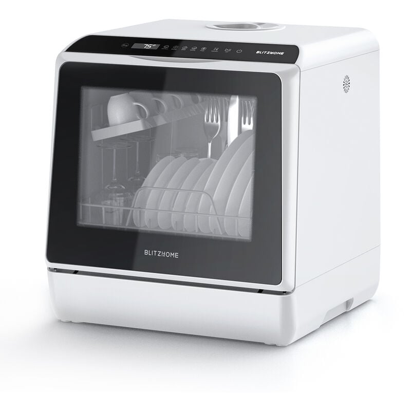 Mini Lave-vaisselle de table Blitzhome BH-CDW1 4 couverts 5L 900W 0.3-1MPa 5 programmes écran led commande tactile app 43 cm