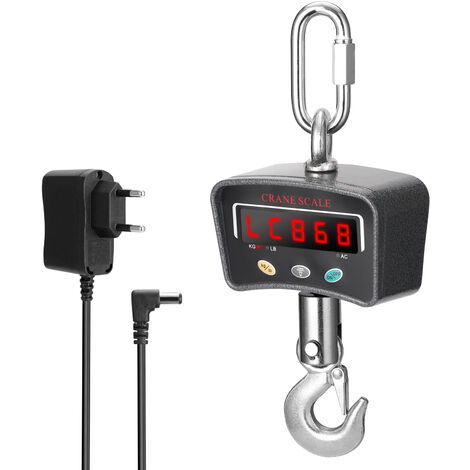 Mini-LCD-Digital-1000-Kg-Kranwaage, tragbare industrielle elektronische schwere Gewichthaken-Hängewaage, Grau-Eu-Stecker