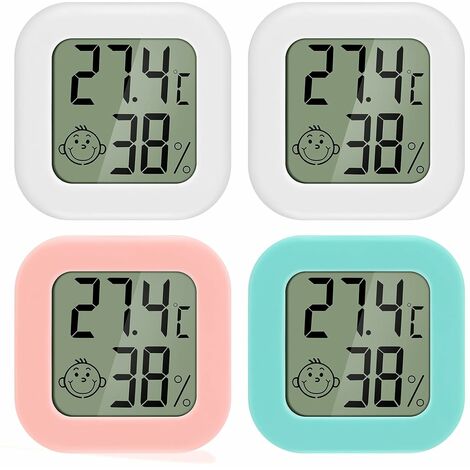 Mini LCD Digitales Innenthermometer Hygrometer 4 Stück Thermo Hygrometer Tragbare Hohe Genauigkeit Komfortanzeige für Wohnzimmer Lager Babyzimmer Umkleideraum