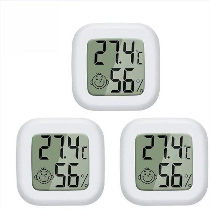 Mini LCD Thermomètre Hygromètre Interieur Numérique, Température Humidité de Haute Précision Portable -50 ℃ 70 ℃ 10% 99% RH (Blanc) 3 pièces