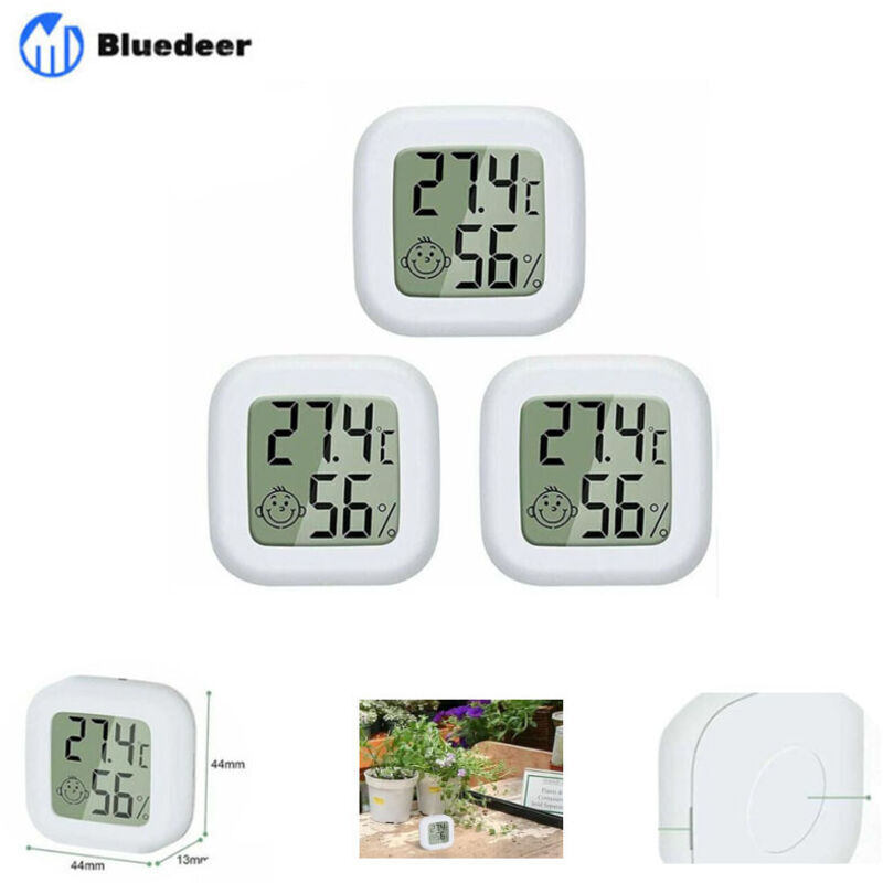 Mini LCD Thermomètre Hygromètre Interieur Numérique, Température Humidité de Haute Précision Portable -50 ℃ 70 ℃ 10% 99% RH Guazhuni (Blanc) 3 pièces
