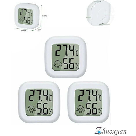 Mini LCD Thermomètre Hygromètre Interieur Numérique, Température Humidité de Haute Précision Portable -50 ℃ 70 ℃ 10% 99% RH Guazhuni (Blanc) 3 pièces thsinde
