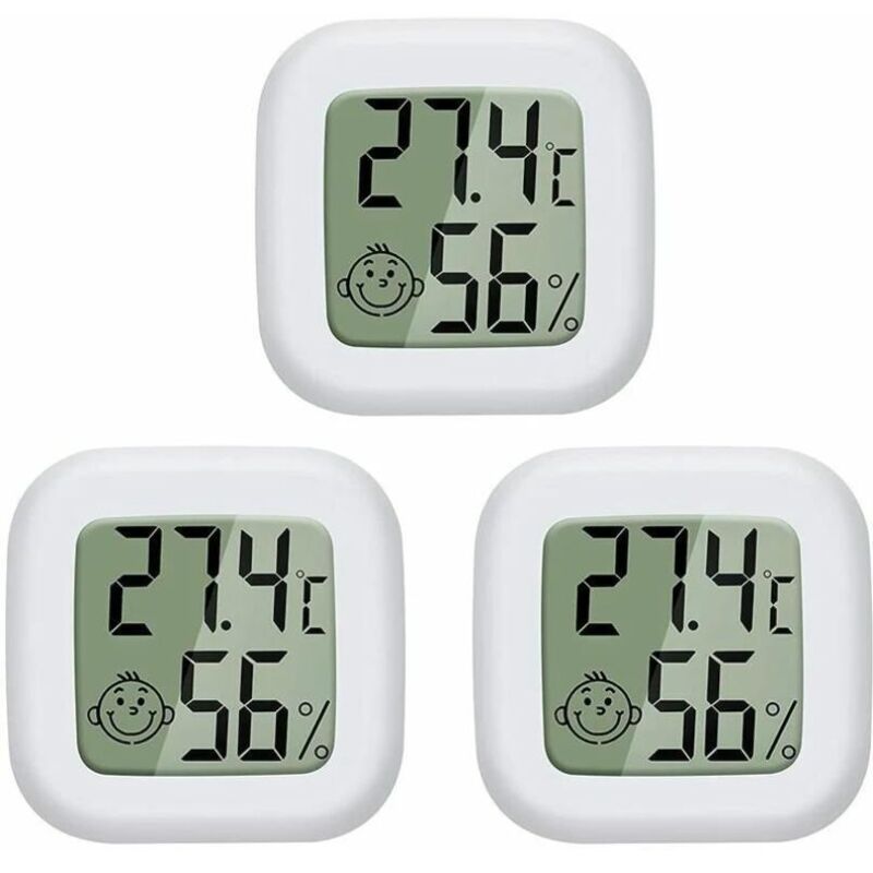 Mini LCD Thermomètre Hygromètre Interieur Numérique, Température Humidité de Haute Précision Portable -50 ℃ 70 ℃ 10% 99% RH Guazhuni (Blanc) 3 pièces