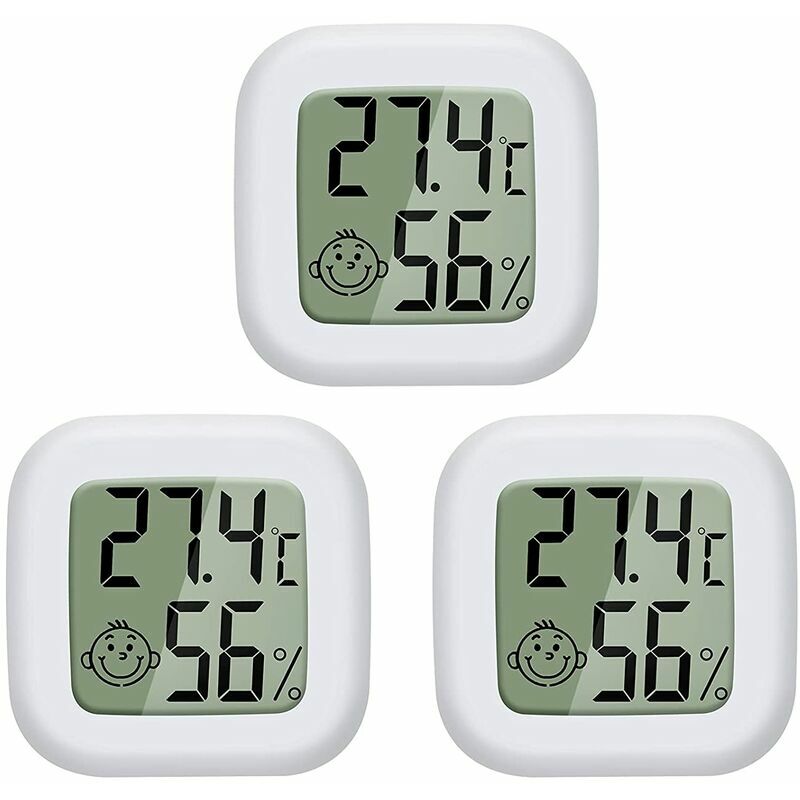Hyy ar Mini lcd Digital Indoor Thermometer Hygrometer Temperature and Humidity High Accuracy Portable 50℃70℃ 10%99%RH (White) 3 pcs