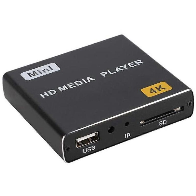 Mini lecteur multimédia 4K avec disque dur, lecture vidéo numérique horizontale et verticale 1080p, lecteur USB/cartes SD, prise US.