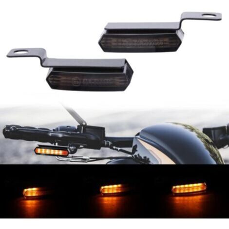 Mini LED Clignotant Moto Guidon Aluminium Lumières Ambrés lndicateurs Étanche Séquentiel Lampe Ampoule Universel 12V Homologue pour Cruiser Bobber Chopper Cafe Racer Scooter