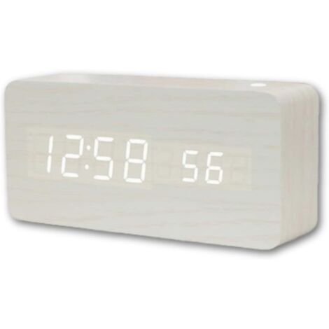 Mini-LED-Digitalwecker aus Holz, elektronische digitale LED-Tischuhr mit Zeit-/Temperaturanzeige, USB- oder batteriebetrieben für Zuhause und Büro. (3)