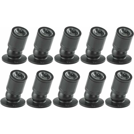 Mini LED Downlight 1W Mini Recessed Ceiling Recessed Spotlight with Driver 100-265V AC for Home/Wine Cabinet/Jewelry Cabinet/Living Room/Closet, 10pcs[Energy Class A+] (Black, Warm light)