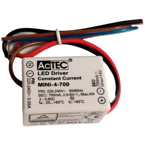 Mini Led Driver IP65 Corrente Costante 700mA 2,5V-6VDC 4W 48X38X21mm