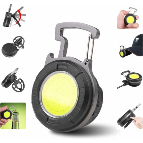 Mini LED Lampe de Poche COB Lampe de Travail Portable Petites Porte-clés Lampes de Poche étanches Baladeuse Led Rechargeable Ouvre-bouteille pour Camping Éclairage d'urgence Atelier