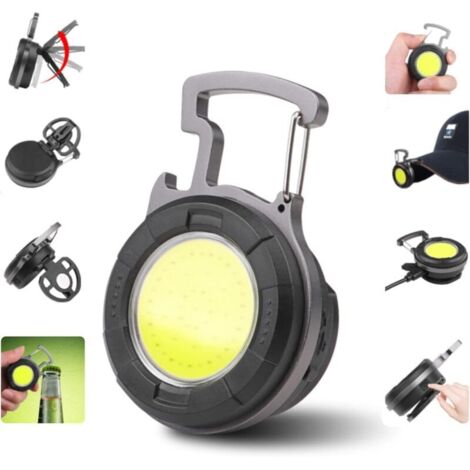 Mini LED Lampe de Poche COB Lampe de Travail Portable Petites Porte-clés Lampes de Poche étanches Baladeuse Led Rechargeable Ouvre-bouteille pour Camping Éclairage d'urgence Atelier