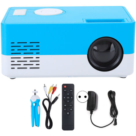 Mini-LED-Projektor für Heimkino mit Mediaplayer, Standfuß und 100–240-V-Netzteil – Weiß/Blau, EU-Stecker