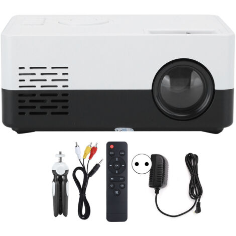 Mini-LED-Projektor für Heimkino mit Standfuß, Videoplayer, 100–240 V, Schwarz/Weiß, EU-Stecker