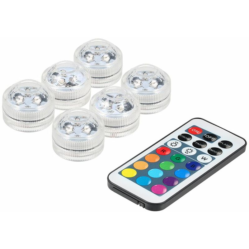 

Mini LED RGB Luz sumergible, lampara colorida, luz de vela subacuatica, resistencia al agua IP68, con control remoto,6 piezas