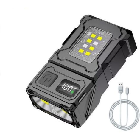Mini-LED-Taschenlampe mit Akku – LED-Arbeitsleuchte – COB-Arbeitsleuchte – mit Magnetfuß und USB-C-Ladegerät – Ideal für Werkstatt, Auto, Notfälle, Camping und Outdoor-Aktivitäten.
