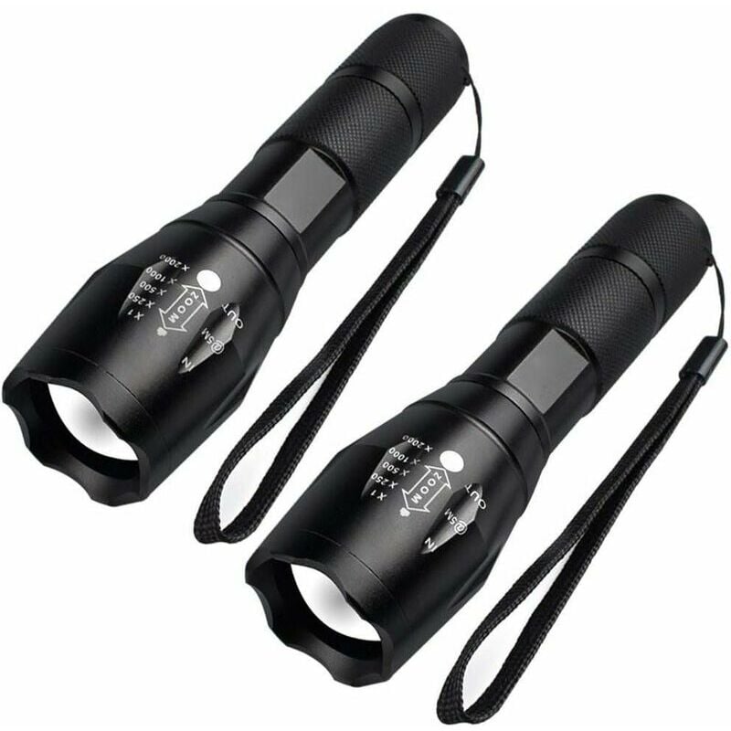 Hoopzi - Mini led Torch - led Flashlight Military Child Torch, Zoomable, 5 Modes Adjustable Illumination Intensity, Super Bright 1000 Lumens,