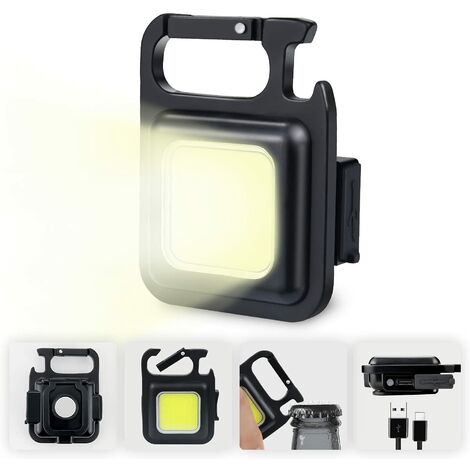 Mini LED Travail Lampes d'inspection Rechargeable 500 Lumens Magnétique Lampe de travail Portable Petites Porte-clés Lampes de Poche étanches pour la Réparation de Camping Éclairage de Secours，Ternel