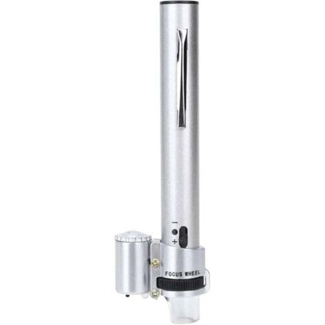 Mini lente d'ingrandimento multifunzionale 100X a forma di penna con luce LED e custodia in pelle