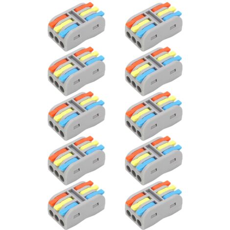 Mini LeverNut Schnellanschluss-Klemmenblock mit 3 Eingängen und 3 Ausgängen – 10 Stück, 250 V
