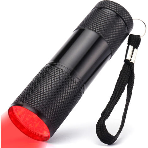 Mini linterna de bolsillo con luz roja, potente linterna de luz roja.