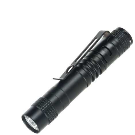 Mini linterna LED, 9 cm, aluminio con clip, 200 lúmenes, portátil e impermeable, para bricolaje y trabajo, 1 pila AAA (no incluida) [Clase energética A+]