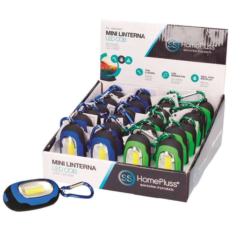 

Mini linterna LED COB con gancho Display 24uds