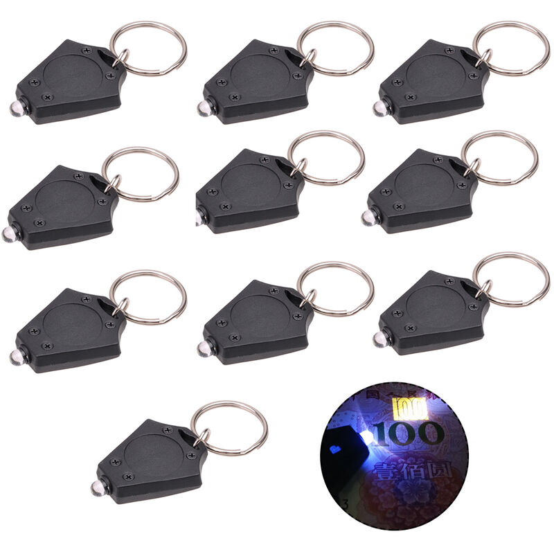 

Mini linterna LED portatil 395NM con llavero UV, linterna de bolsillo para deteccion de resplandor de luz, tinta invisible,Luz UV purpura, paquete de