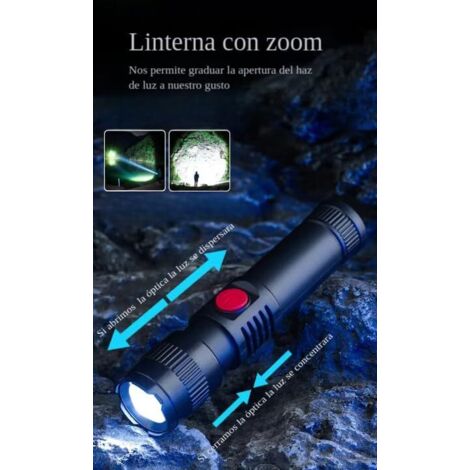 Mini Linterna LED Recargable, 2000L Super Brillante con 3 Modos,Linterna de Mano Impermeable de Enfoque Ajustable - Ultra Portátil para Ciclismo, Camping, Montañismo, Emergencia, etc etc.