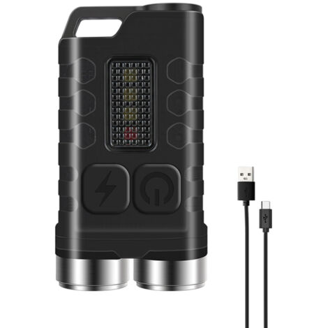 Mini linterna LED recargable tipo llavero, resistente al agua, con 5 niveles de brillo y 4 colores de luz, ideal para acampar, hacer senderismo y situaciones de emergencia.