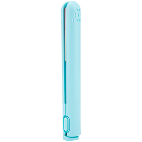 Mini Lisseur Boucleur 2 en 1 USB Céramique Chauffage Rapide Fer à Lisser Bleu