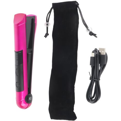 Mini Lisseur Boucleur USB Rechargeable Rose - Outil Coiffure Multifonction Portable