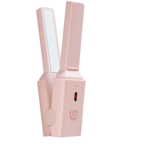 Mini Lisseur et Boucleur de Cheveux Portable USB, Chauffage Rapide, Fer à Lisser et Boucler Rose Sakura pour Voyage